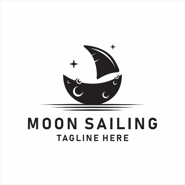 Концепция дизайна логотипа moon sailboat.