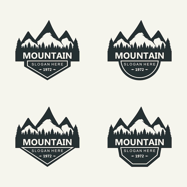 山のロゴデザインベクトルのシルエット