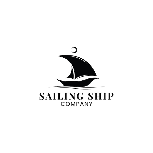 帆船のロゴデザインのシルエット、伝統的なヨットとあなたの会社のためのエレガント