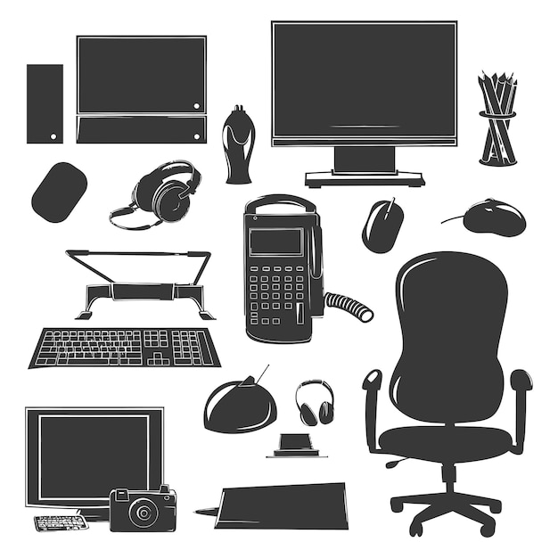 Silhouette office equipment black color only