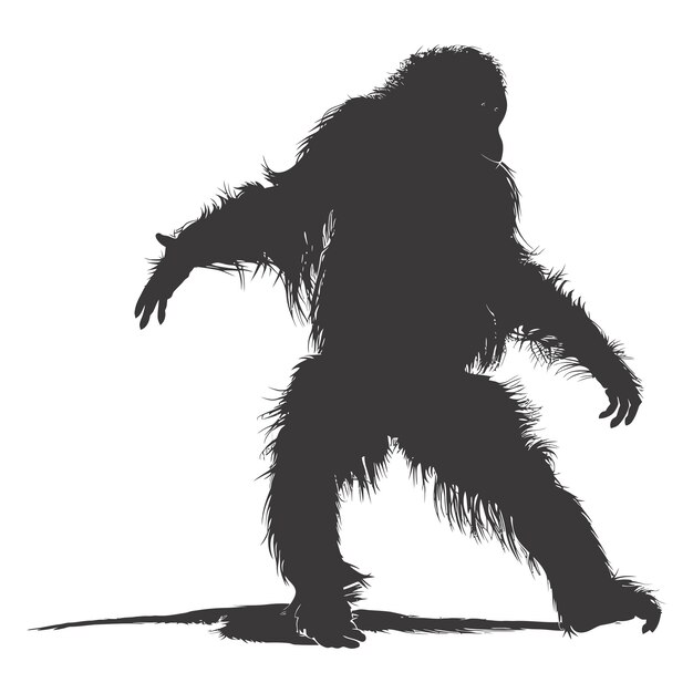 Silhouette orang utan animale corpo intero solo colore nero