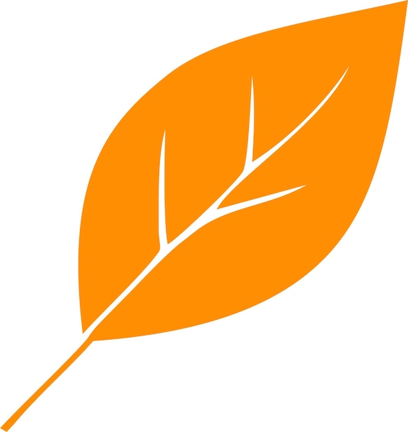 Silhouette of Orange Autumn Tree Leaf Icon in Flat Style Vector Illustration