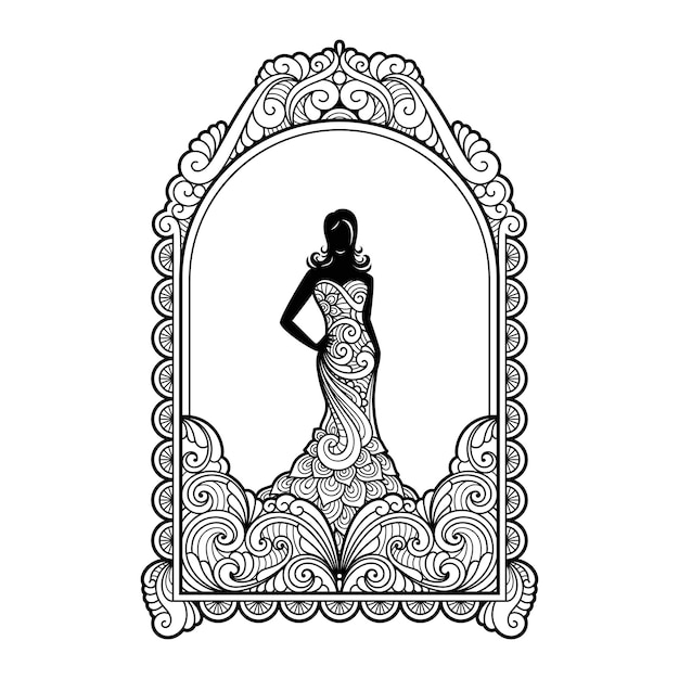 結婚式の装飾のためのドレスのシルエット飾り女性
