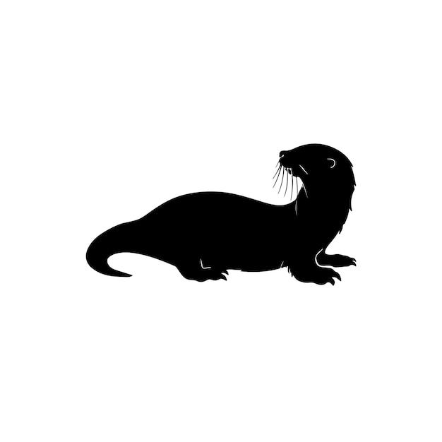 Vector silhouette of a otter group side view vector illustration