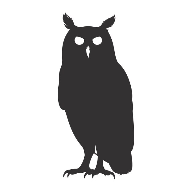 Vector silhouette owl animal black color only full body