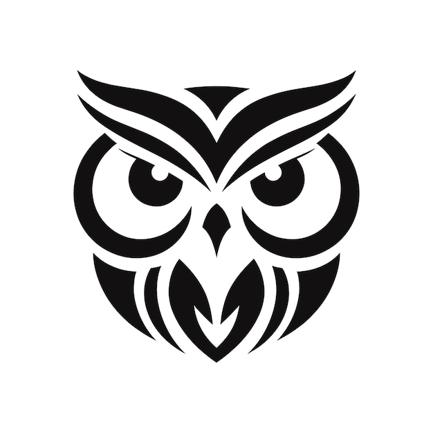 Silhouette owl face logo icon symbol mascot vector illustration