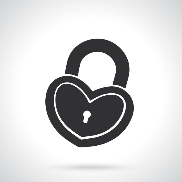 Silhouette of padlock in heart shape Template Valentines Day symbol Vector illustration