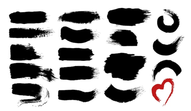 Free Vector  Ink brush stroke black set grunge isolated texture on white  paintbrush collection