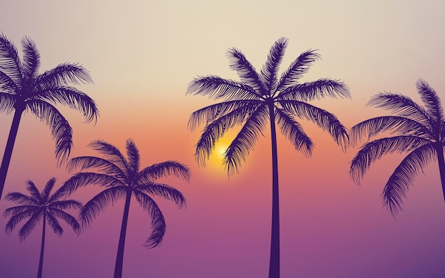 Silhouette Palm trees background