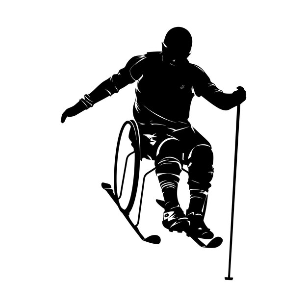 Vettore silhouette atleta paralimpico si esibisce in sport solo colore nero