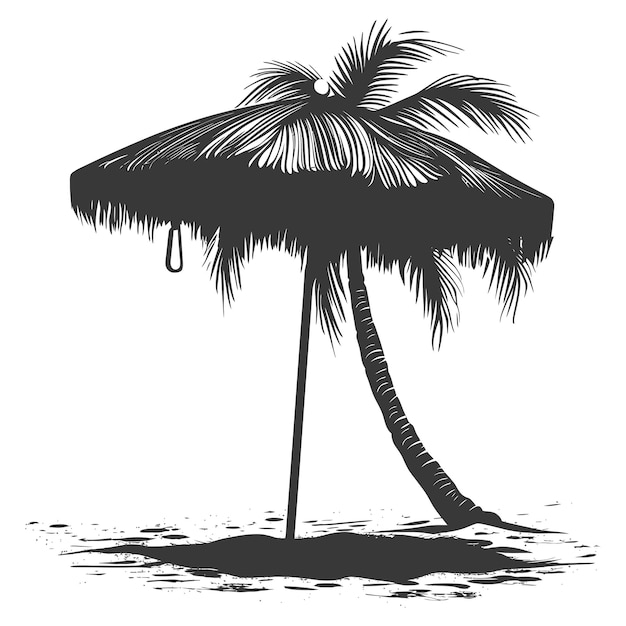 Silhouette paraplu strand volledig zwarte kleur alleen