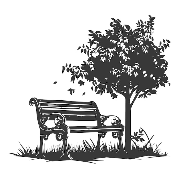 Vector silhouette park bench black color only