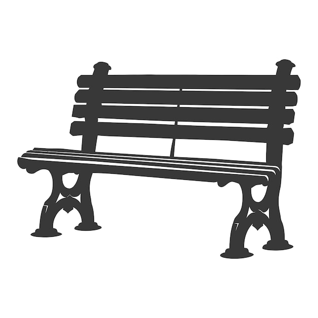 Vector silhouette park bench black color only