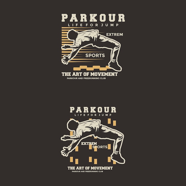 Silhouette parkour logo vectorillustratie of embleem sjabloon