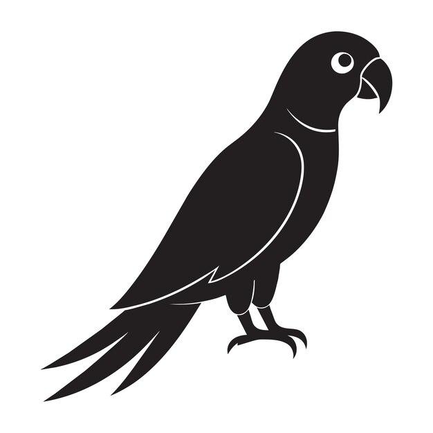 A silhouette parrot black and white logo vector clip art