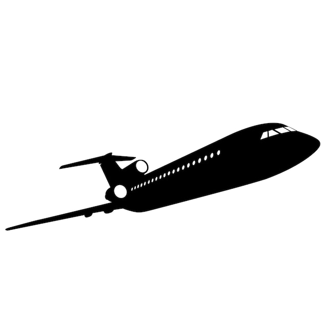 Вектор Силуэт пассажирского самолета на белом фоне