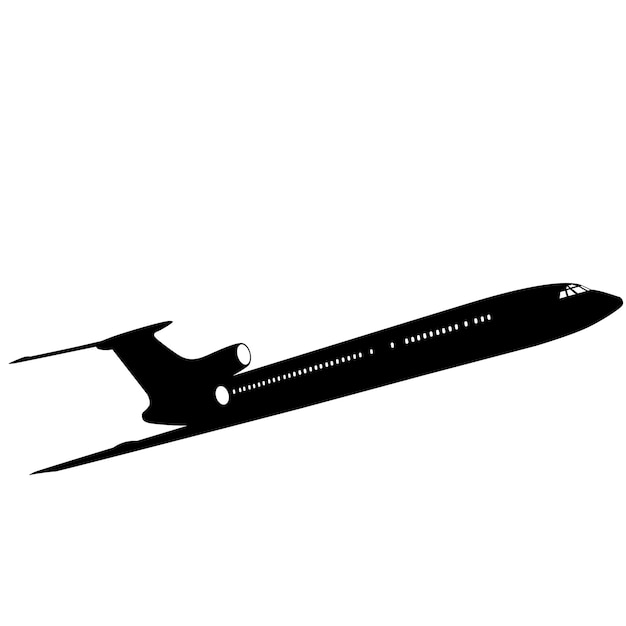 Silhouette passenger aircraft on a white background