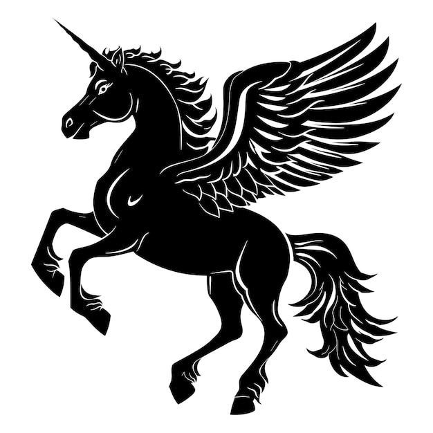 Silhouette pegasus colore nero solo corpo intero