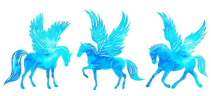 Vector silhouette pegasus watercolor isolated vector