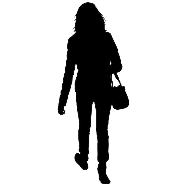 Vector silhouette of people carrying bag luggage on white background