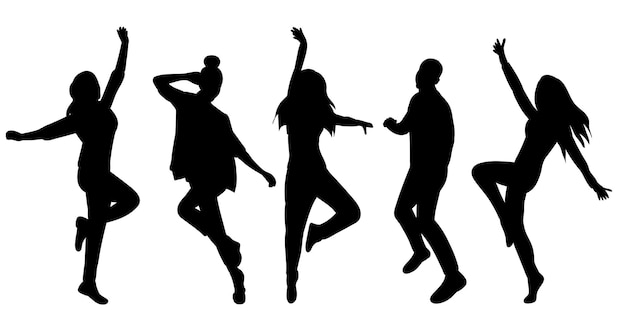 Silhouette people dancing on white background isolated vector