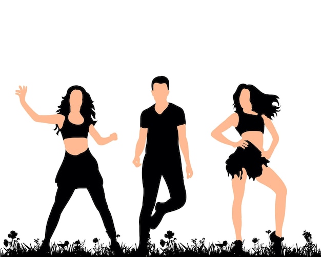 Vector silhouette of people dancing