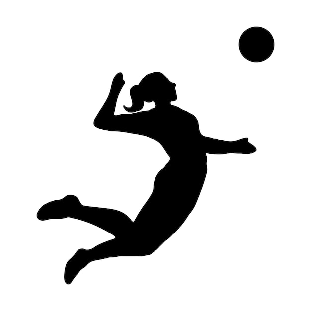 Vector silhouette of people playing volleyball