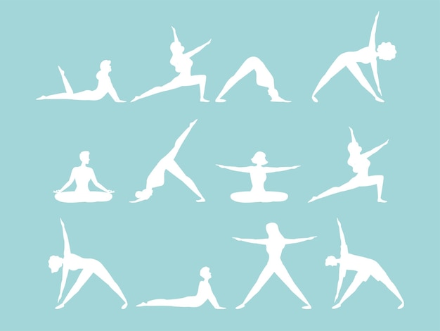 Silhouette persone che praticano yoga