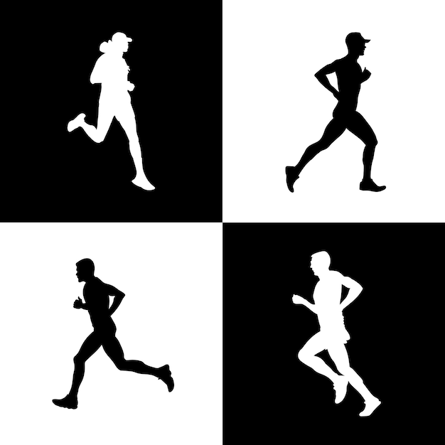 Silhouette of people running vector illustration