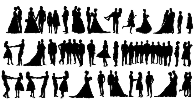 Silhouette people set