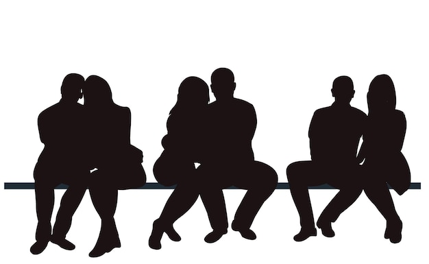 Vector silhouette people sitting