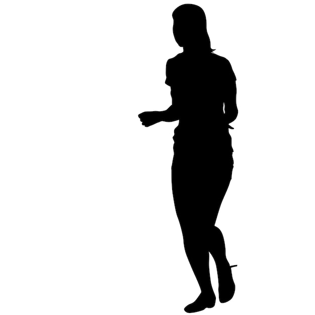 Silhouette of People Standing on White Background