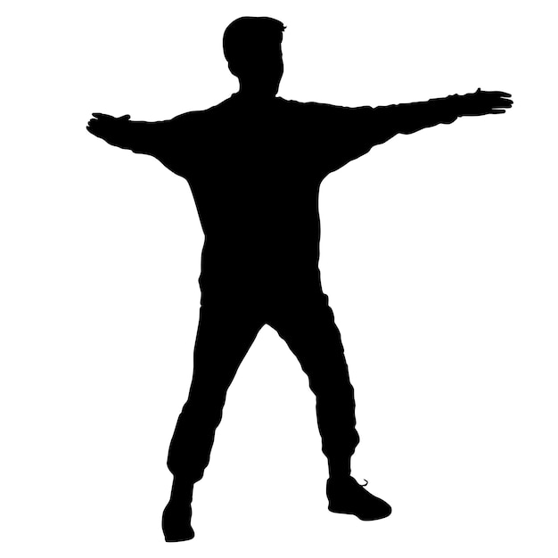 Vector silhouette of people standing on white background