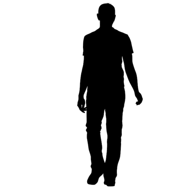 Vector silhouette of people standing on white background