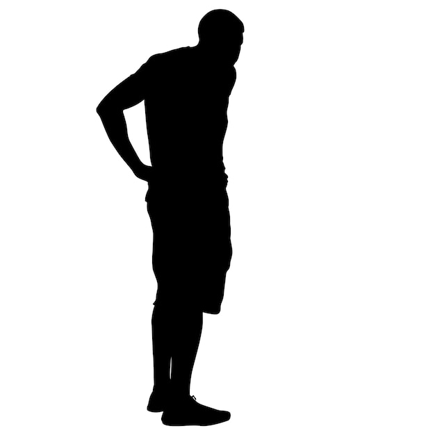 Vector silhouette of people standing on white background