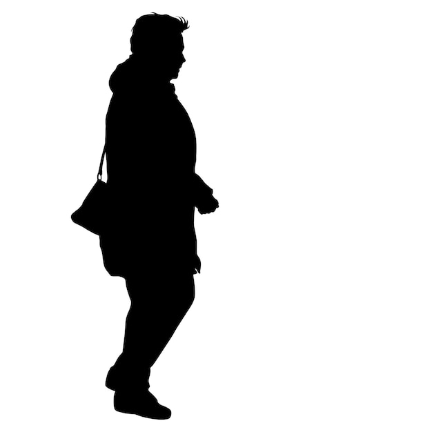 Vector silhouette of people walking on white background