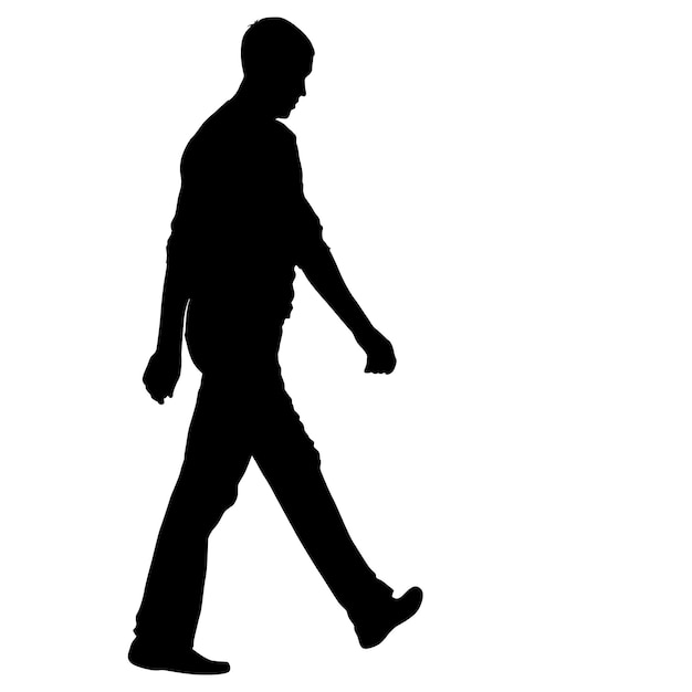 Silhouette of People walking on White Background