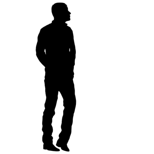 Vector silhouette of people walking on white background