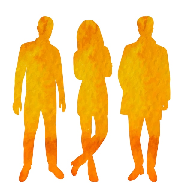 Silhouette people watercolor on white background isolated vector