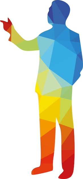 silhouette of a person holding a presentation isolated on white background