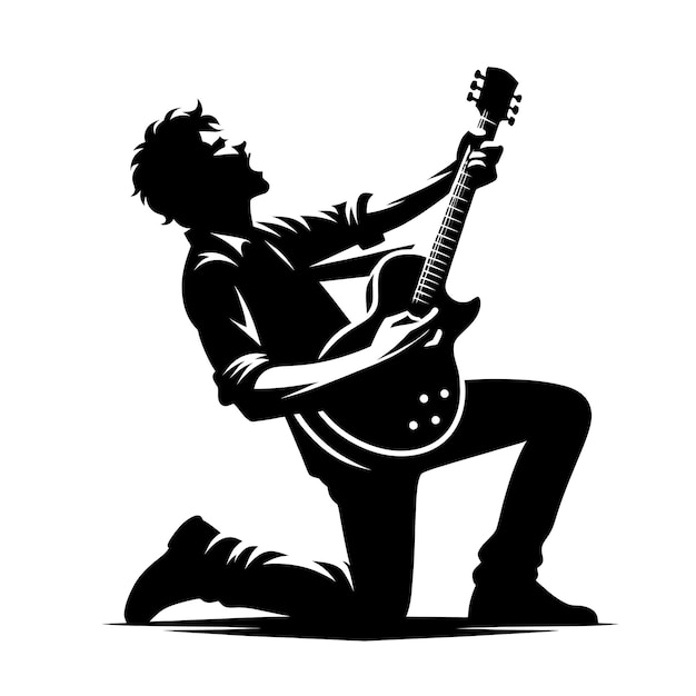 Vector silhouette of a person playing a guitar