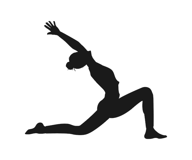 Vector silhouette person practicing yoga, low lunge pose yoga, woman vector