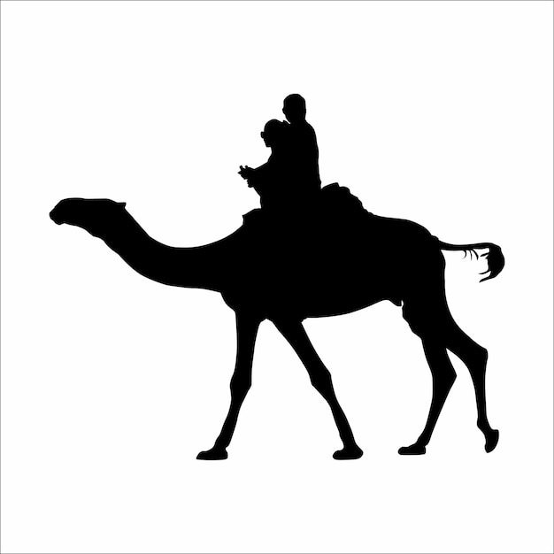 Silhouette of person riding a camel