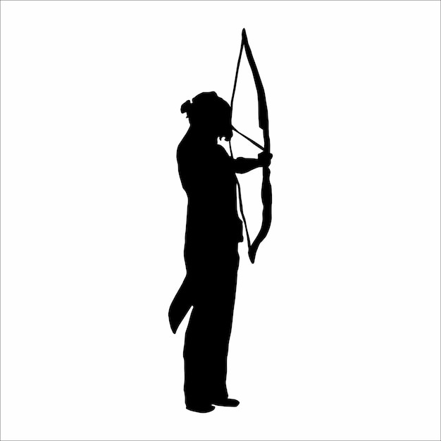 Silhouette of a person shooting archery