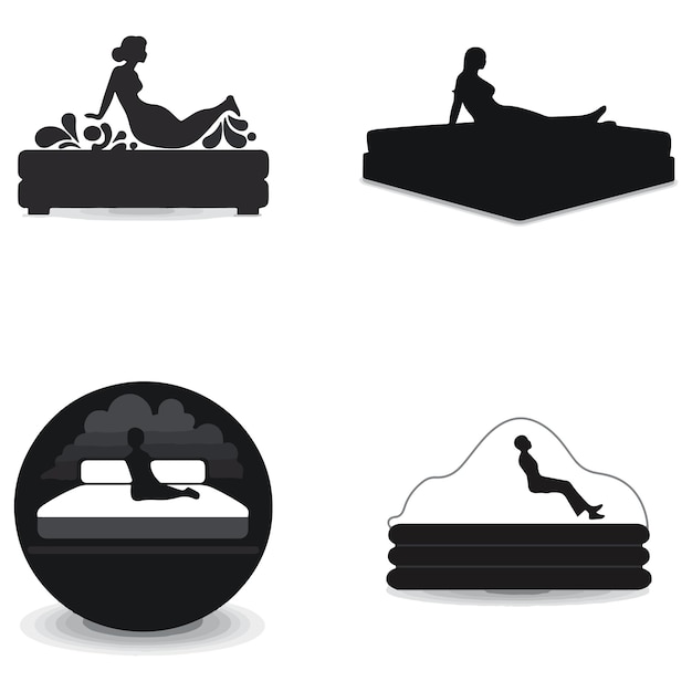 Vector silhouette of a person sitting on a bed silhouette bed vector illustration collection