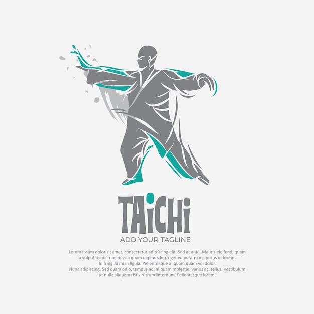 Silhouette of person with tai chi gesture position vector drawingSuitable for martial arts logo and