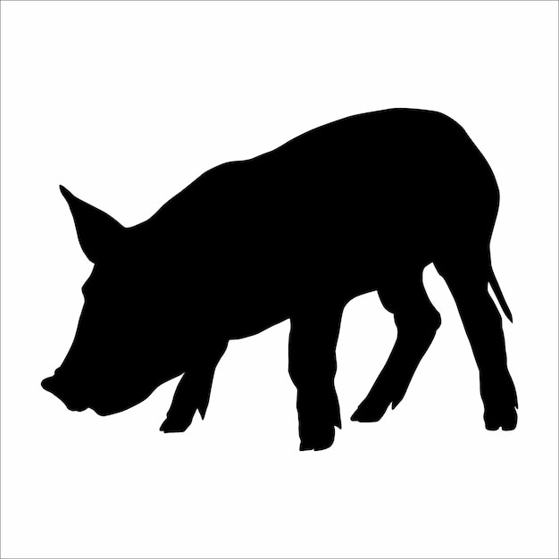 Vector silhouette of a pig