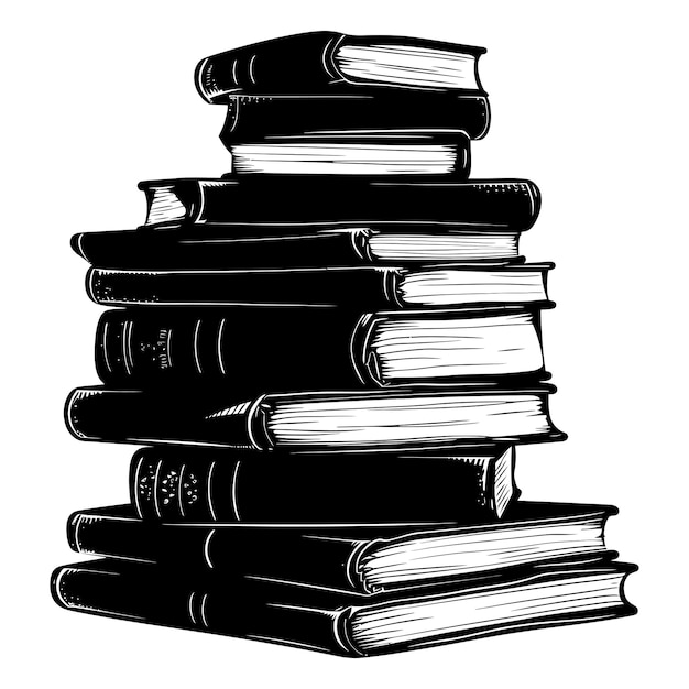 Vector silhouette pile of book black color only