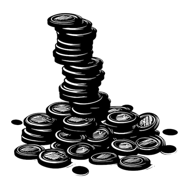 Vector silhouette pile of coin black color only