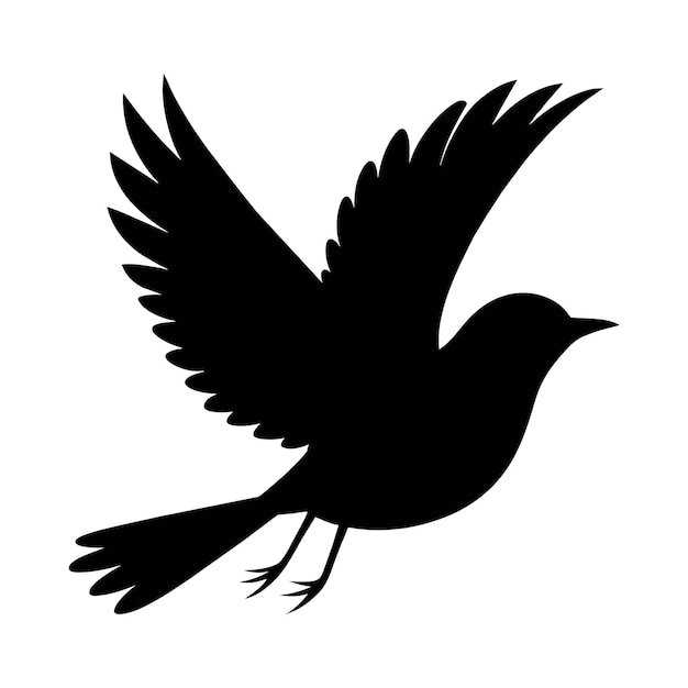 Vector silhouette of pipit bird on white